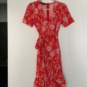 Red and white Parisian style dress